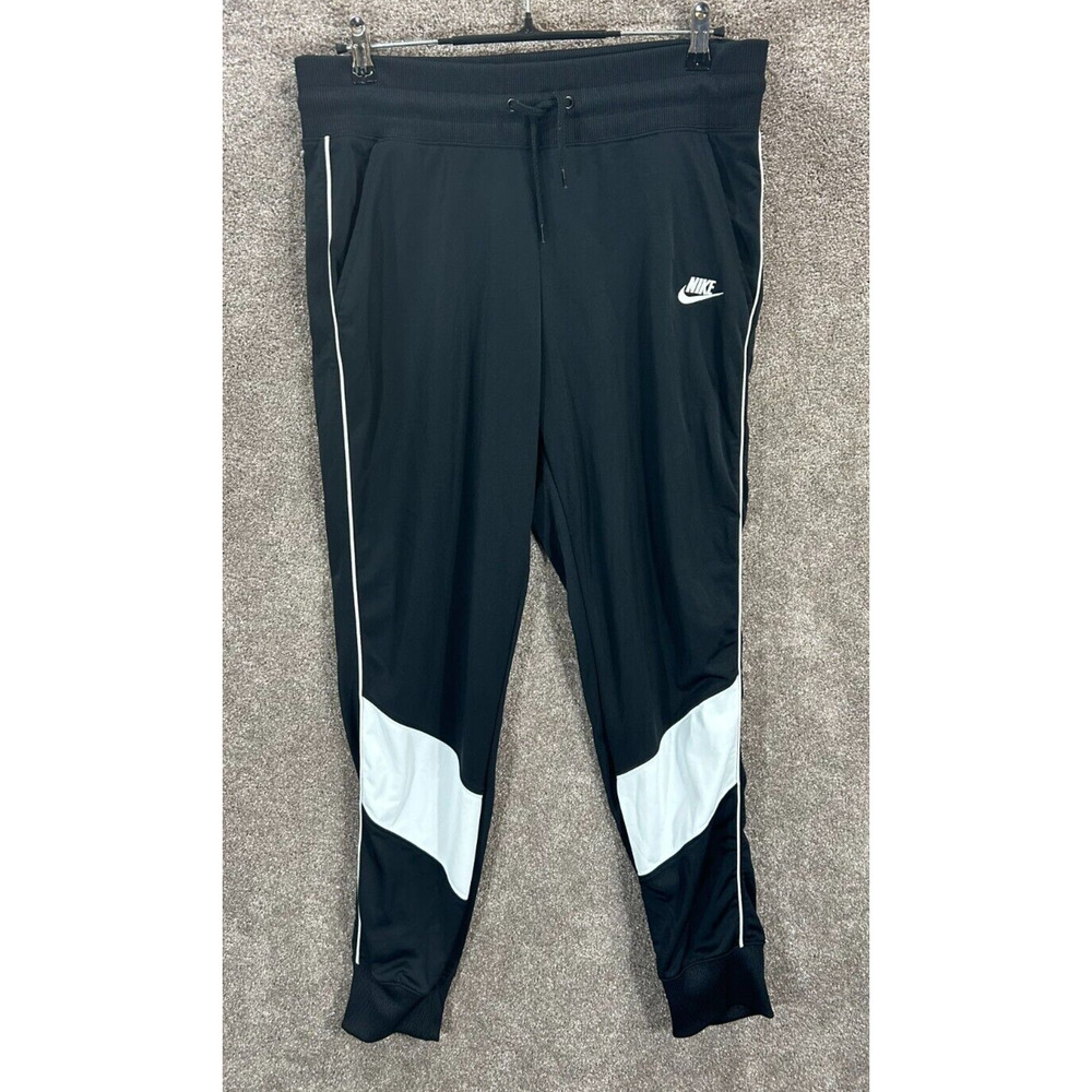 Nike Joggers Womens Large Black White Actual‎ 33X28 HeritageTrack Pants